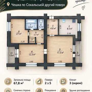 Продаж 3 кім квартири під ремонт р-н 8-9 школи