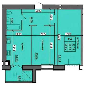 Продаж 2-кімнатної квартири в новобудові від забудовника, район Бам.