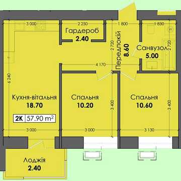 продам 2 кімн 57,9м2, 72375 уо здача кінець 27р КОМФОРТ клас