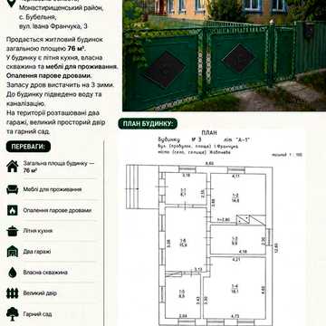 Продається будинок у Черкаській області с. Бубельня, Монастирищенської громади