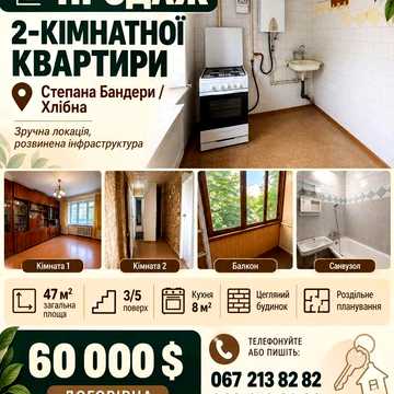 Продаж 2х кім , Степани Бандери/Хлібна