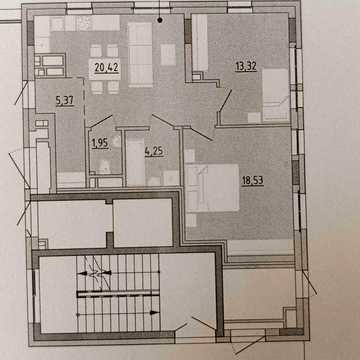 продаж 2 - кімнатної квартири+ кухня студія 63,84 м2