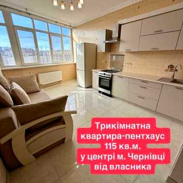 Трикімнатна квартира-пентхаус у м. Чернівці від власника, без комісії!