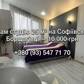Здам студію 25 м² на Софіївській Борщагівці — 10 000 грн