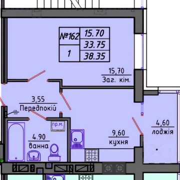 1-к квартира 41,55 м² у ЖК Gloria, — без податків ЖК Gloria