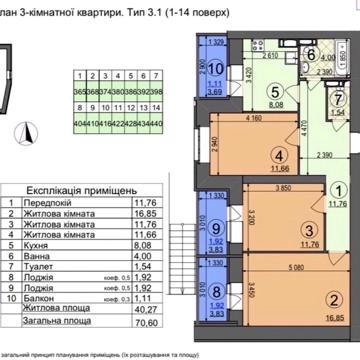 Продам 3к квартиру 71м2, 1 дом, ЖК Чаривне мисто, м. Красный хутор ЖК Чаривне мисто