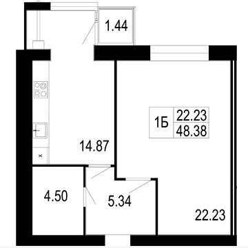 ПОСПЕШИТЕ! 1-к квартира ЖК Семейный комфорт. 48 м2.