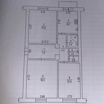 3-кімнатна квартира. Сталінка.