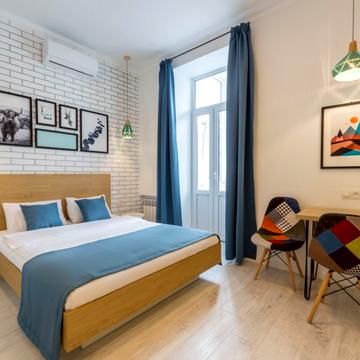 Апартаменты-студио с балконом в скандинавском стиле возле м. Олимпийская