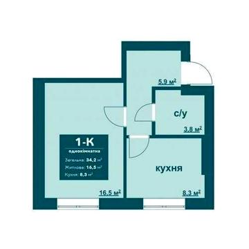 Продаж однокімнатна 35м2 , повна вартість на ремонт - Осінь