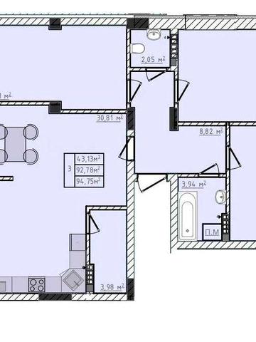Продаж 3х, кім квартири м. Пустомити