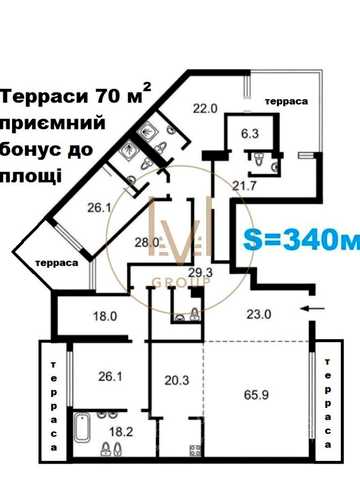 Продам пентхаус S=340 кв.м. з 4ма террасами Кониського (Тургенівська)