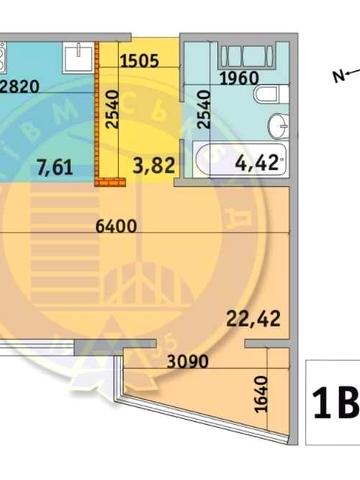Однокімнатна квартира в Києві. 38,27 кв.м. ЖК "Мілос"