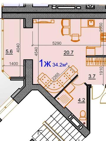 Продаж 1кк 34.2м2. ЖК Курортний. Є-Оселя. ЖК Курортний