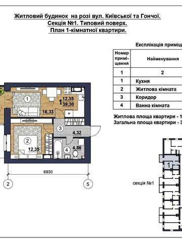 Однокімнатна квартира  в центрі вулиця Гонча Київська ЖК Скандинавія