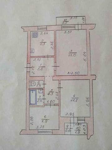 Трикімнатна квартира з автономним опаленням та кондиціонером