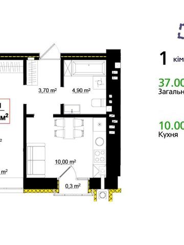 1 кімнатна квартира з виглядом на КАРПАТИ. ЖК Слобода