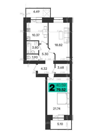 ЖК «Стандарт», 2-кім 80м2 ЖК Стандарт