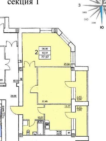 Квартира 77 м.кв. 2/10, красный кирпич, газ котел ЖК На Ефимова