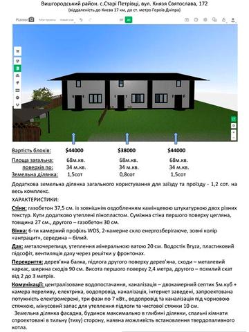Частина зблокованого будинку поруч із Києвом.
