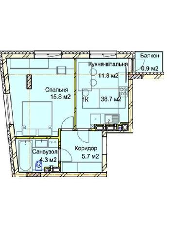 Продаж 1к квартири 38.7 кв. м на вул. Дорошенка Петра 66Б (46440$)
