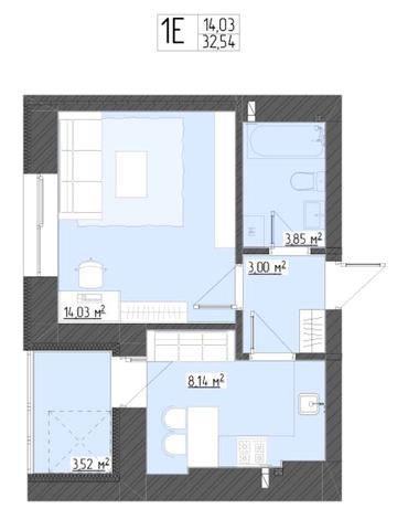 1 Кіматна квартира 33м2 Центр Замкова ЖК CENTRAL CITY Apartments
