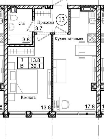 Продаю 1-кімнатну квартиру без ремонту з оздобленням ЖК Петрівське містечко 2