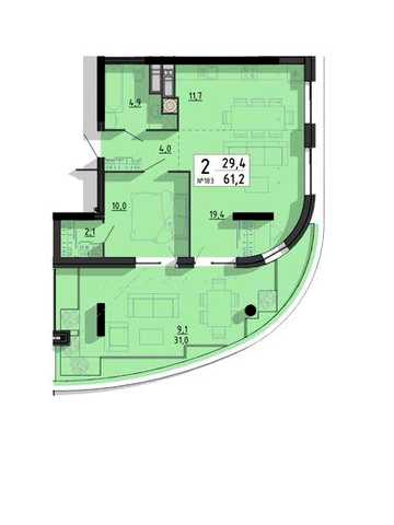 Продаж 2-кімнатної квартири з виглядом на озеро та власною терасою ЖК SvitLand Residences