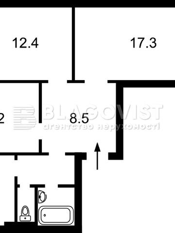 3-кімнатна Милославська, 3, 72.3 м2 Троєщина
