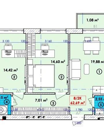 2 кім квартира, 62,69 м2, ВІДДІЛ ПРОДАЖУ, БОГОРОДЧАНИ ЖК Містечко Молодіжне