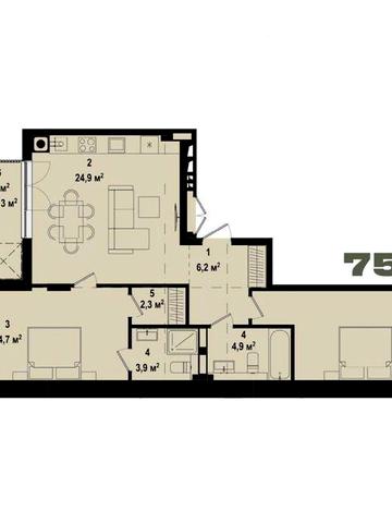 Двокімнатна квартира в ЖК Ютландія 3 ЖК Ютландія 3