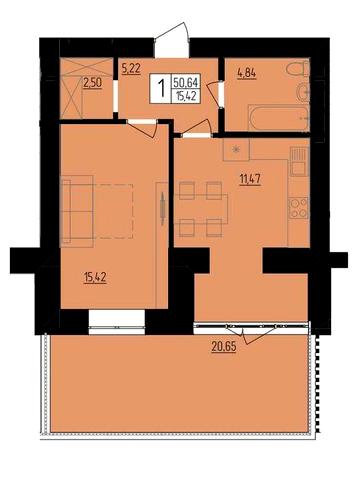 1-кімнатна квартира в новобудові з власною терасою. ЖК HARMONY for you