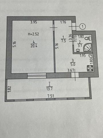 Продам 1-комнатную квартиру в г. Изюм