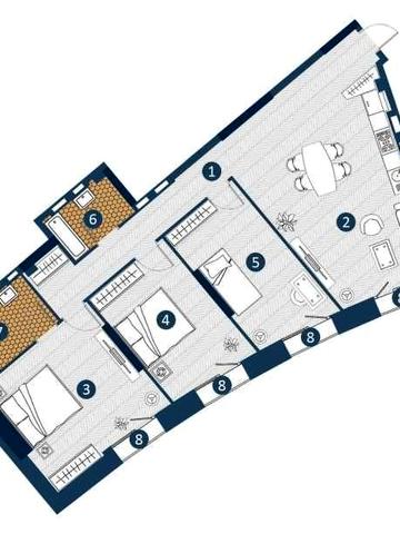 Трикімнатна квартира, Київ, Оболонський район, пр.Степана Бандери 30 ЖК BEREG Residence