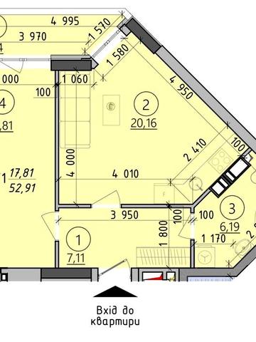 Простора 1-кімнатна 53 м² в ЖК «Київські Зорі» ЖК Київські Зорі