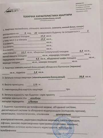 Однокімнатна квартира. ЖК Шевченківській квартал