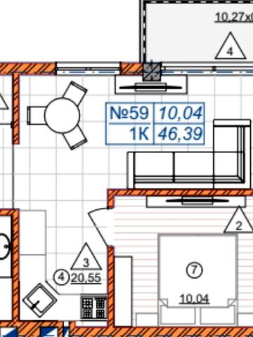 Продаж квартири 46 м² з кутовою терасою та видом на гори.        d ЖК Grono Family Residens