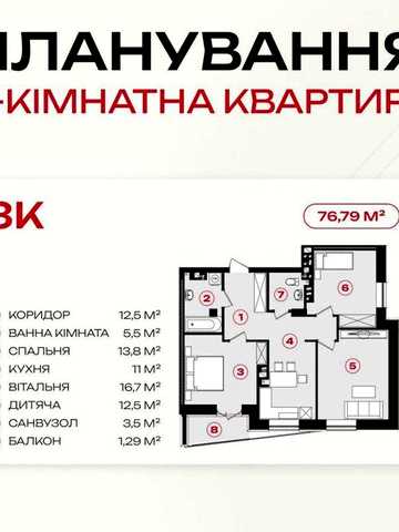 Продається квартира 3х кімнатна в ЖК Рубін ЖК Рубін
