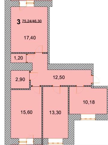 3-к квартира 75 м², 11 поверх, без комісії, вул. Головатого 76 ЖК ЛЕЛЕКА