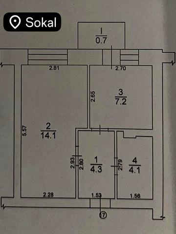 1 кімнатна квартира нульовий цикл м.Сокаль, власник