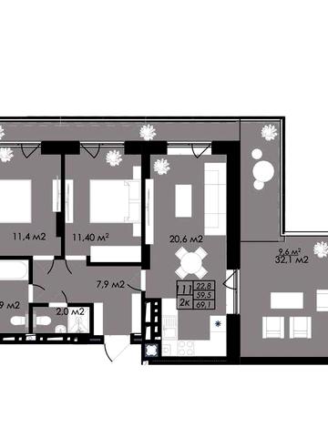 Продаж 2-кім квартири з терасою ЖК Prostir|вул.Стрийська-Мікльоша|69м² ЖК Prostir