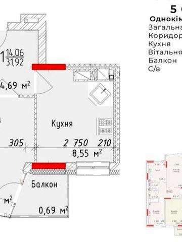 Продається 1-кім квартира на Підголоско