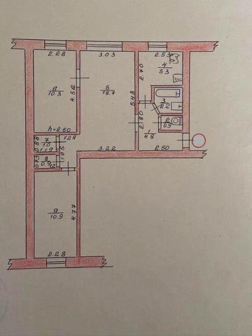 Кваритира 3-кімнатна. Центр. 1 поверх