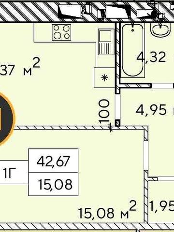 Однокімнатна квартира Ірпінь ЖК Фаворит 42м2 ЖК Фаворит