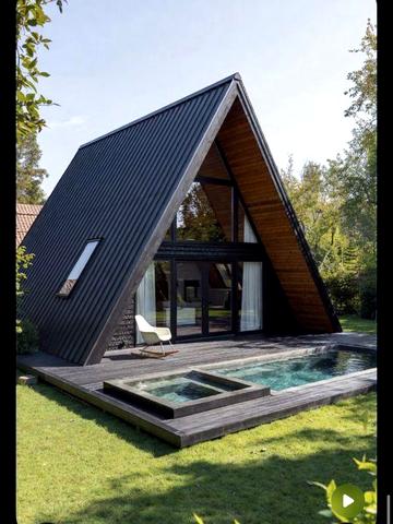 А фрейм будинок із чаном та басейном