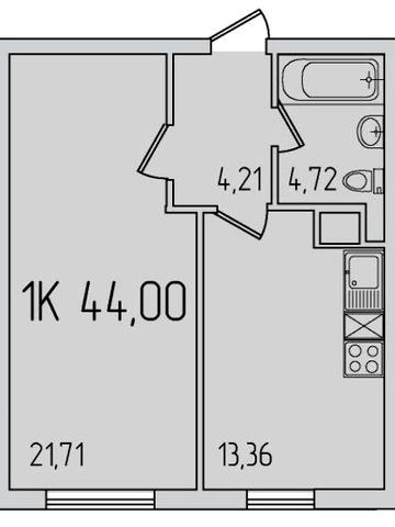 Лучшая цена! 1-комн. в бизнес-классе на Сахарова, 44 м²  Без комиссии!