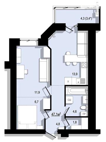 Довгострокова оренда 1к Квартира Яреми вулиця ЖК Яремы 12