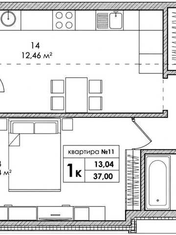 Квартира від забудовника ЖК Park Residence. Однокімнатна 37м2 ЖК Park Residence