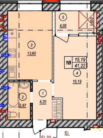 Продаж 1к квартири 41.2м² в Ірпені на вїзді з Києва. Індивідуальне опалення! Державні програми - ТАК! Мінімальне оформлення
