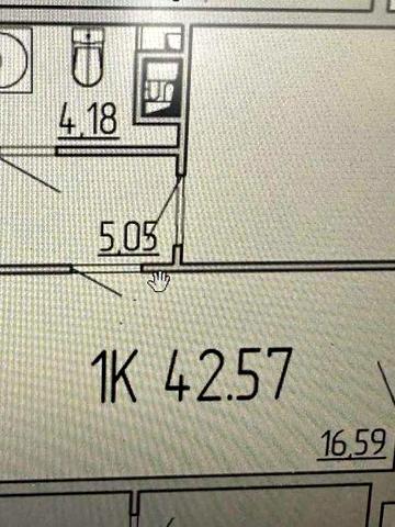 1-к квартира 44 м² в 40 Жемчужине . 7 этаж ЖК 40 Жемчужина